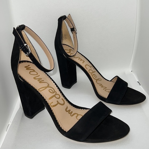 Sam Edelman Yaro black suede ankle strap Block Heels sandals women’s Sz 9 1/2 - Picture 8 of 13